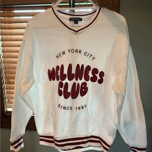 Harper White and Maroon Crew Neck Sweater